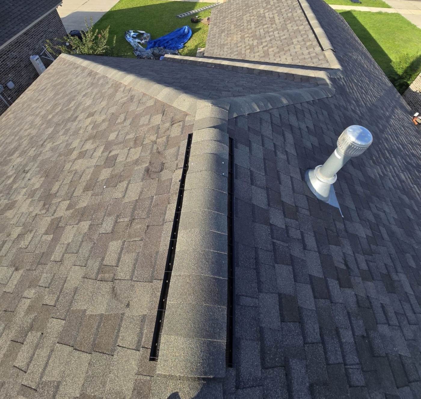 Ridge vent and new shingles on a Shreveport roof