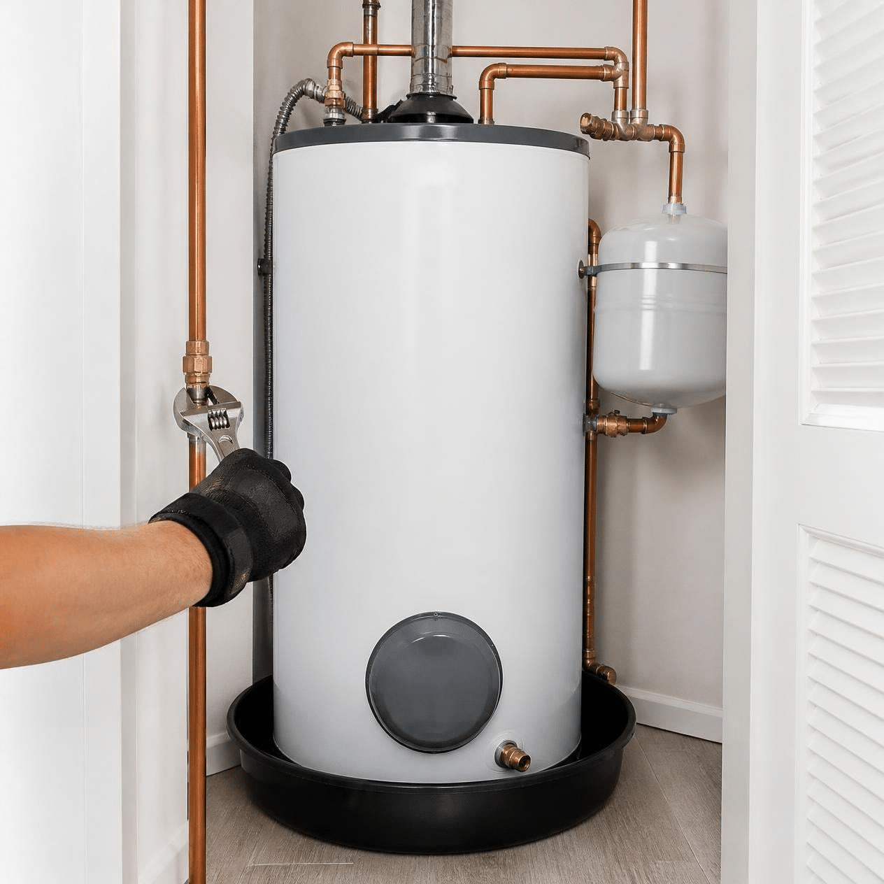 New energy-efficient water heater professionally installed by Blue Note Pros in Shreveport