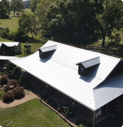 Residential roof replacement viewed from above